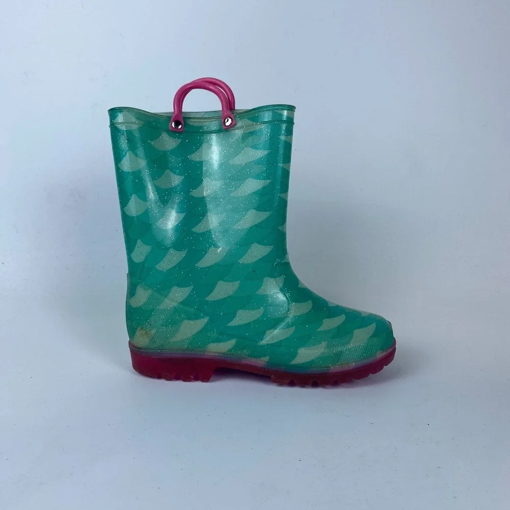 Lilly‎ of New York Loop Handle Rain Boots Toddler Girls Size 1 Mint Green Rubber